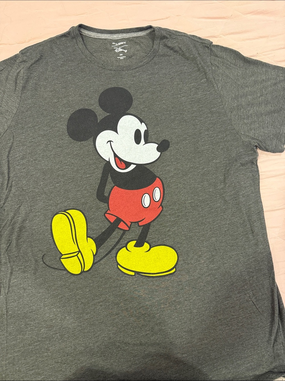 Disney Gray Tee with Classic Mickey in Red & Yellow